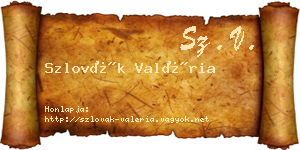 Szlovák Valéria névjegykártya
